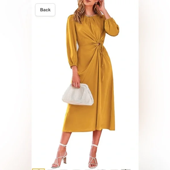 PrettyGarden | Dresses | Nwt Prettygarden Womens Satin Maxi Dress Long  Sleeve Crewneck Cutout Size Small | Poshmark